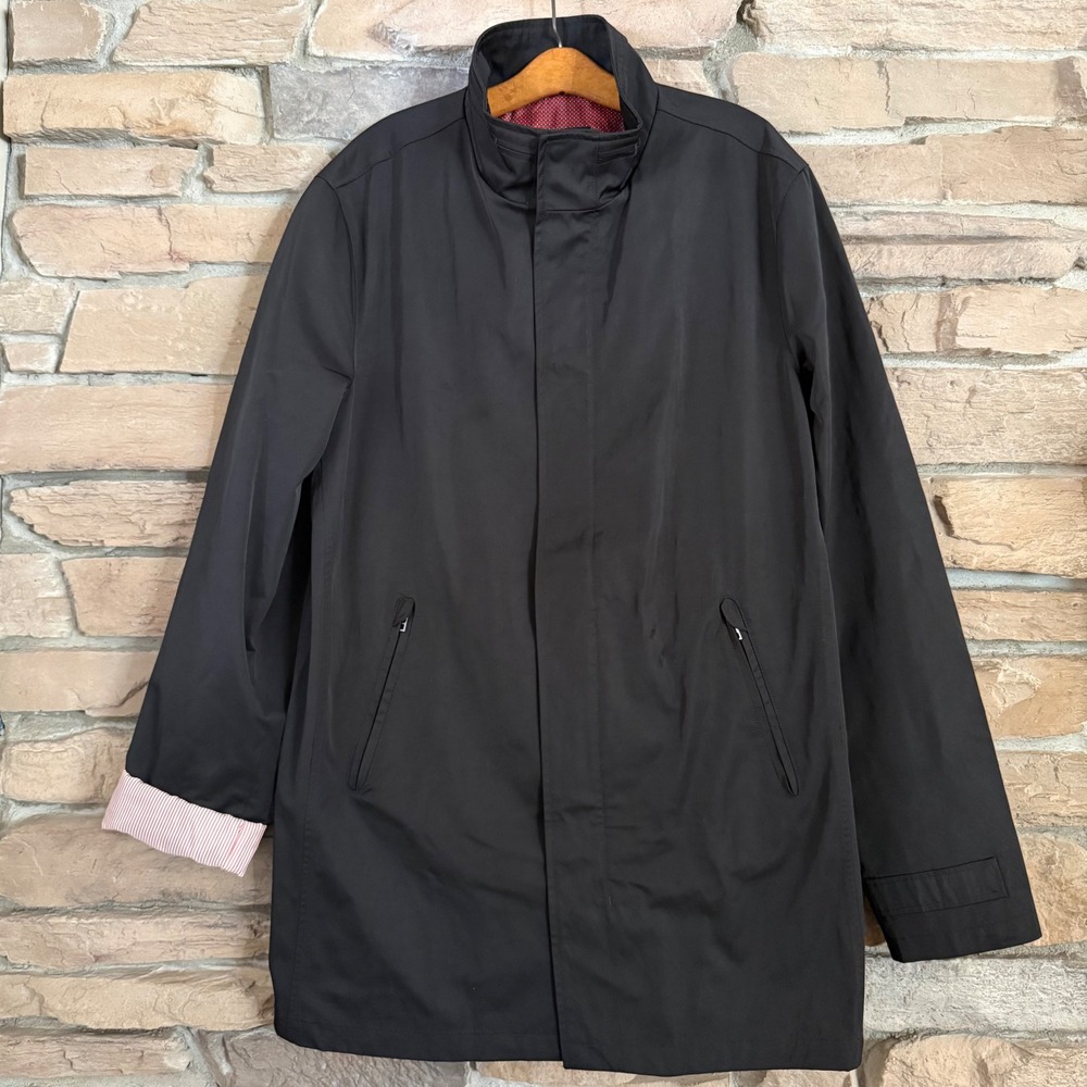 American Tall Mens Car Coat Black Full Zip Snap Front Jacket Large Tall LT